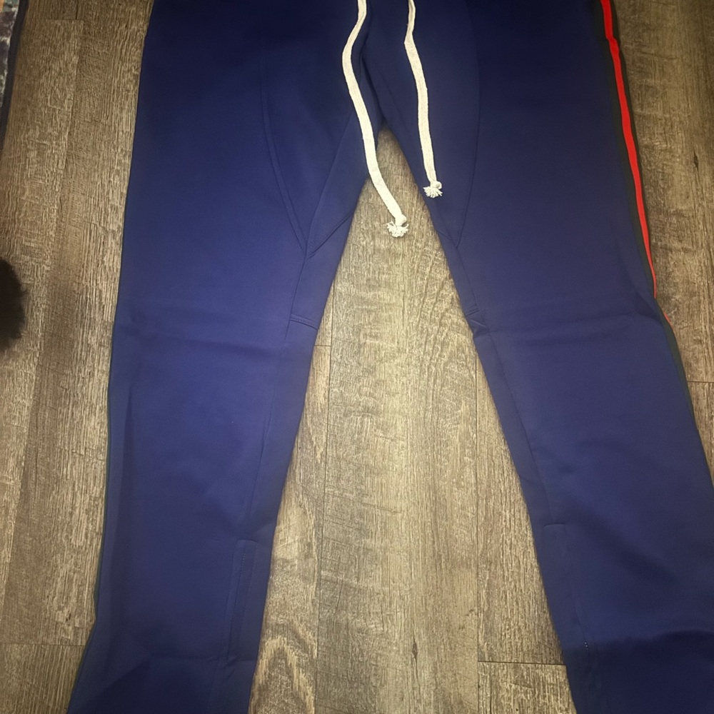 Crysp Denim New Blue Joggers with Red Stripe
